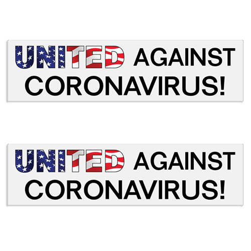 "United Against Coronavirus" Decal / Bumper Sticker (Set of 2) 