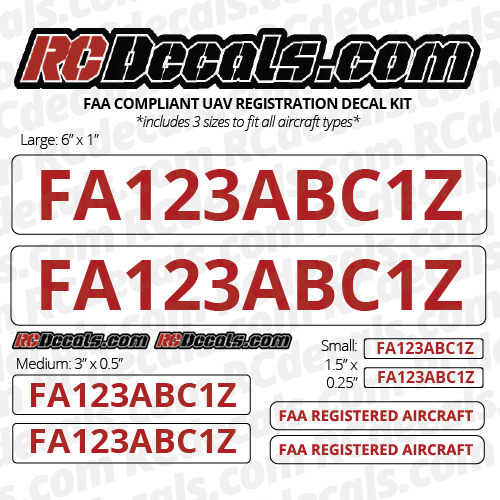 Drone FAA Registration Decal Kit - Any Color! 